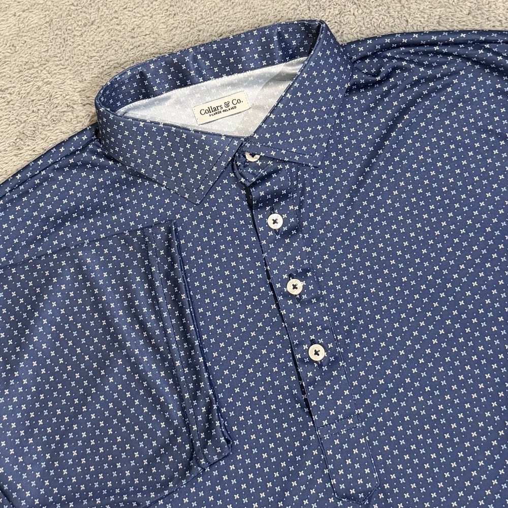 Collars Co Polo Shirt Mens XL Relaxed Dress Collar S/S Performance Micro Floral
